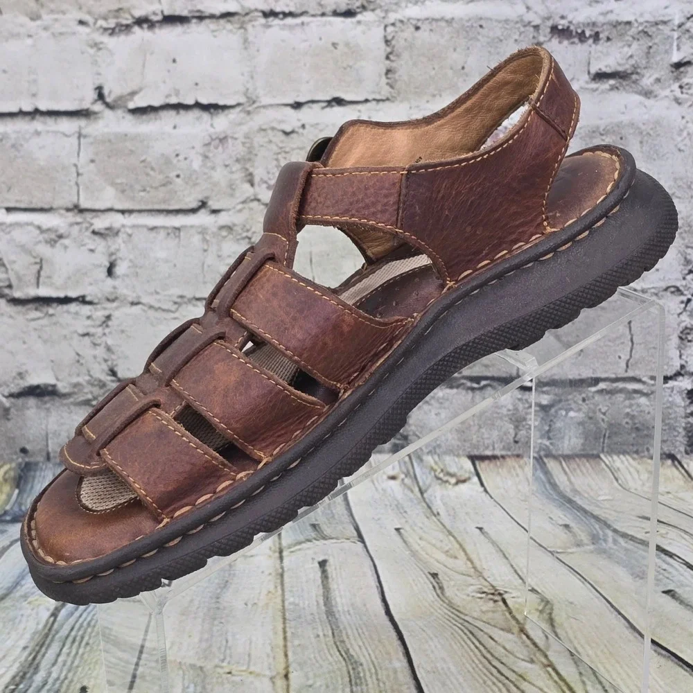 Born Murphy Fisherman Sandals Mens 9 Brown Leather Buckle Handcrafted Comfort